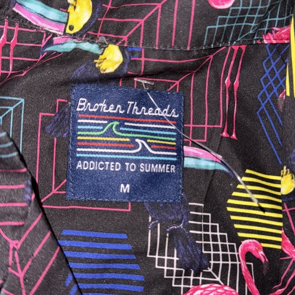 Broken Threads Matching❗️ Button Down Shirt & Swim Trunks Flamingo - Picture 2 of 5
